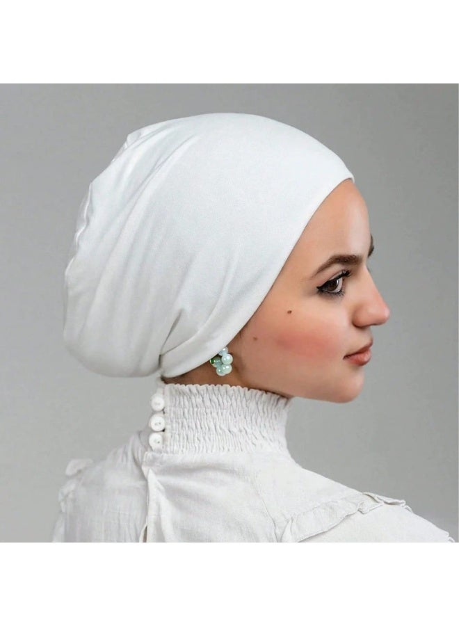 Luxuria Seamless, closed bonnet headband for veiled women, made of lightweight cotton lycra - white color - Image 2